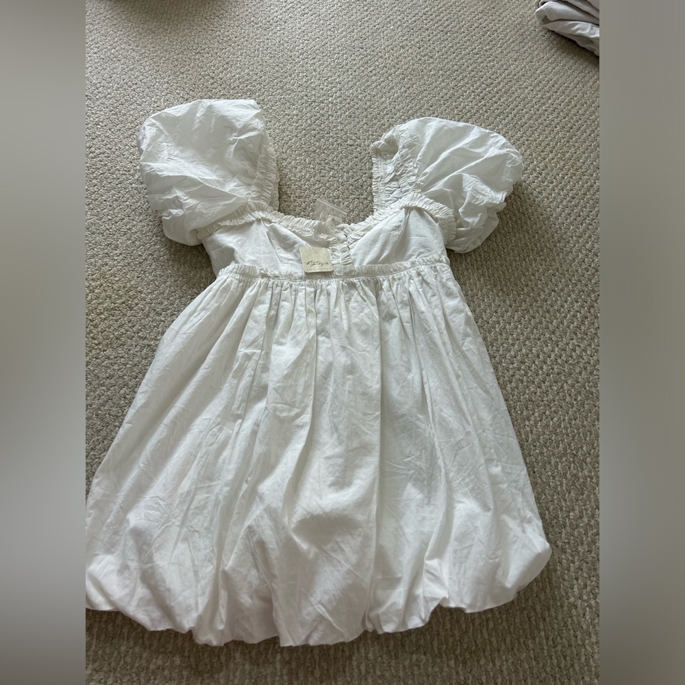 Free People White Puff Sleeve Dress
